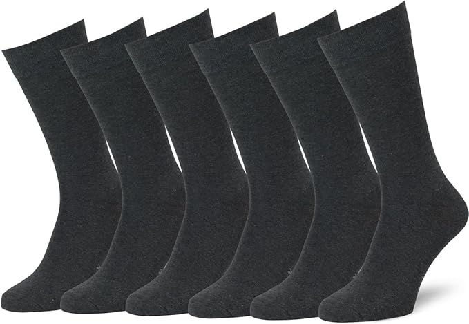 Easton Marlowe Mens Dress Socks - Charcoal Dark Gray 6 Pack Combed Cotton - Dress Socks for Men - Mens Socks
